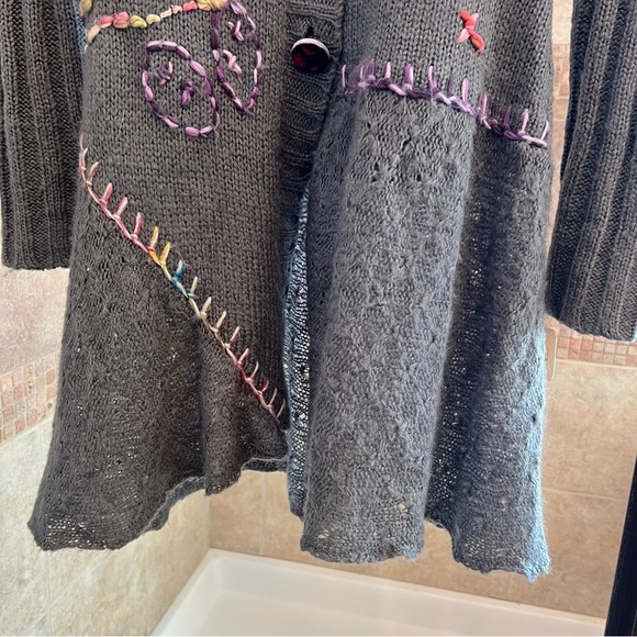 FORLA PARIS  Long Cardigan Embroidered Womens Med Long Sleeves Fairycore… - Picture 7 of 9